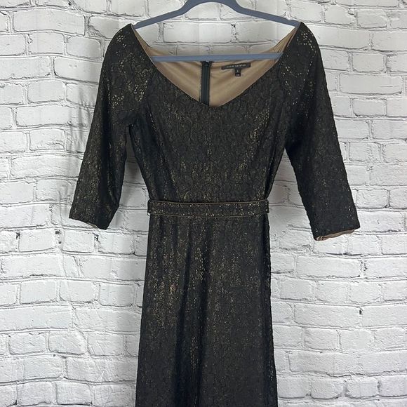 David Meister Dresses & Skirts - Vintage David Meister gown maxi dress lace black gold size 2